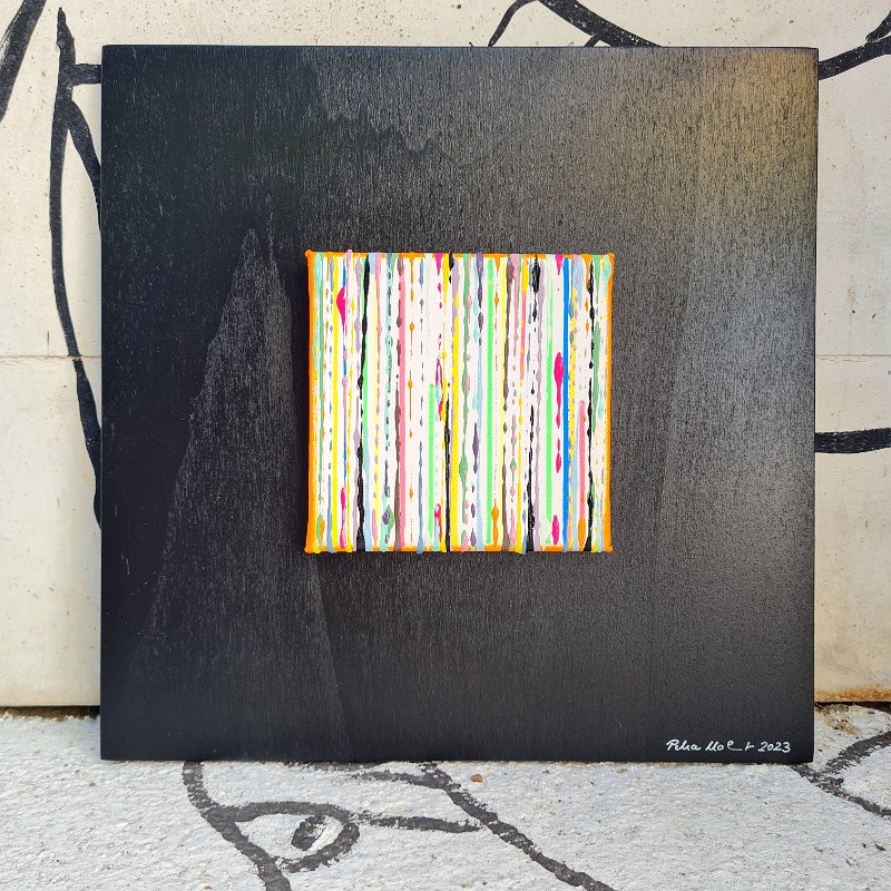 Coloured lines 46 2023, 25x25, Acryl-Lack auf LW, € 110